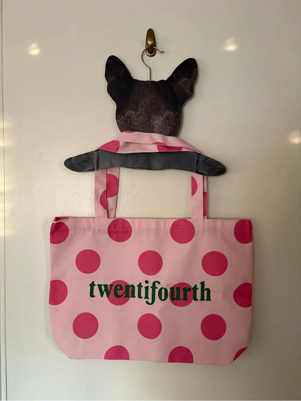 Pink Polka Dot Tote Bag
